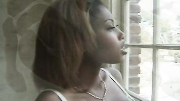 Black babe sucks white cock