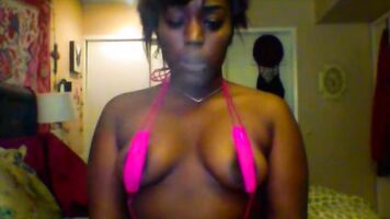 Ebony smoker rides and fucks a dildo