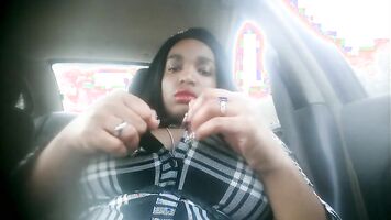 BBW Plays with Big Tits in Public