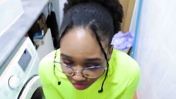 Fucking a gorgeous teen ebony latina in the bathroom