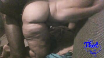 Bust Two Nuts on BBW Big Black Bubble Ass and Stomach of Granny Thot in Texas Giant Round Ebony Ass